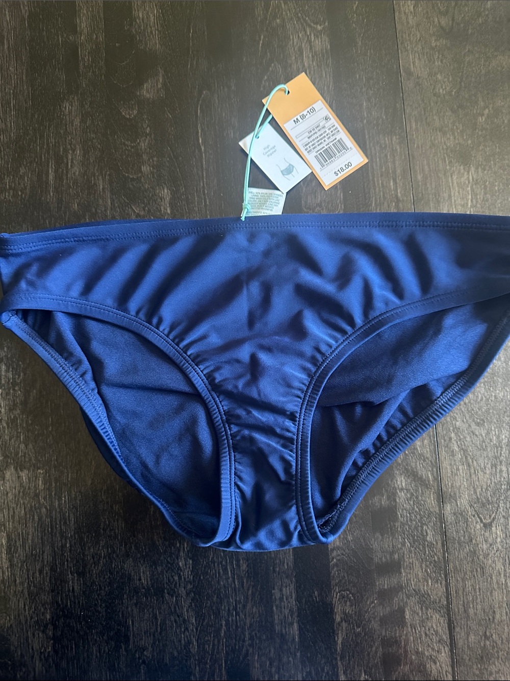 Kona Sol Navy Bikini Bottoms with Aqua Tag String